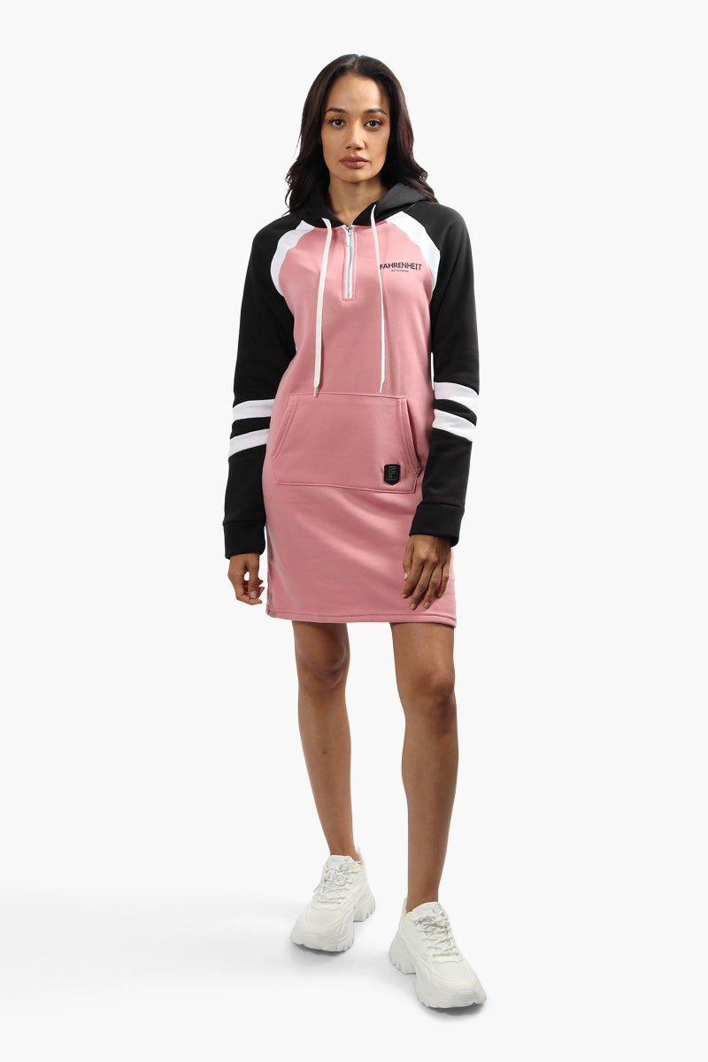 Fahrenheit Half Zip Tunic Hoodie - Pink - Womens Hoodies & Sweatshirts - Fairweather