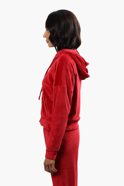 Mikk Velour Front Zip Hoodie - Red - Womens Hoodies & Sweatshirts - Fairweather