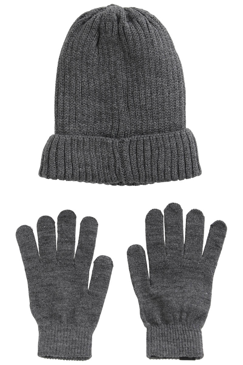 Canada Weather Gear Ribbed Hat Glove Set - Grey - Womens Gloves - Fairweather