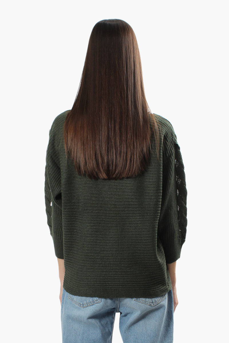 Majora Braided Sleeve Pullover Sweater - Olive - Womens Pullover Sweaters - Fairweather
