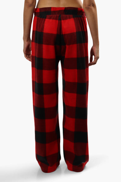 Cuddly Canuckies Plush Plaid Print Pajama Pants - Red - Womens Pajamas - Fairweather