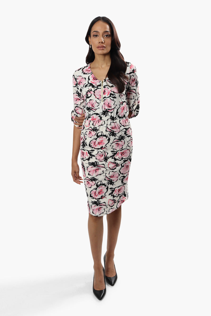 International INC Company Floral Flap Pocket Day Dress - White - Womens Day Dresses - Fairweather