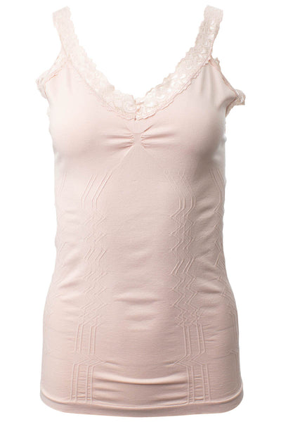 Lace Ruched Cami Tank Top - Blush - Womens Tees & Tank Tops - Fairweather