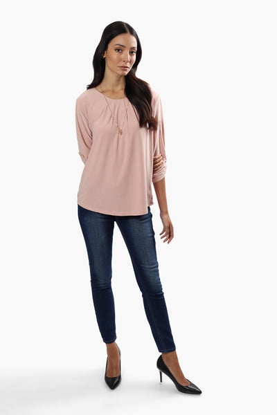 International INC Company Solid Roll Up Sleeve Blouse - Blush - Womens Shirts & Blouses - Fairweather