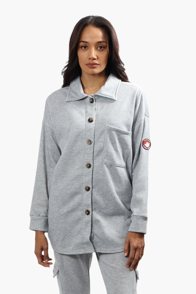 Canada Weather Gear Solid Front Pocket Shacket - Grey - Womens Shirts & Blouses - Fairweather