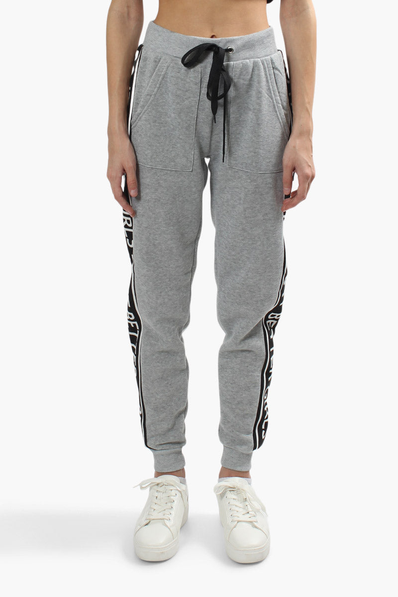 New Look Solid Side Print Joggers - Grey - Womens Joggers & Sweatpants - Fairweather